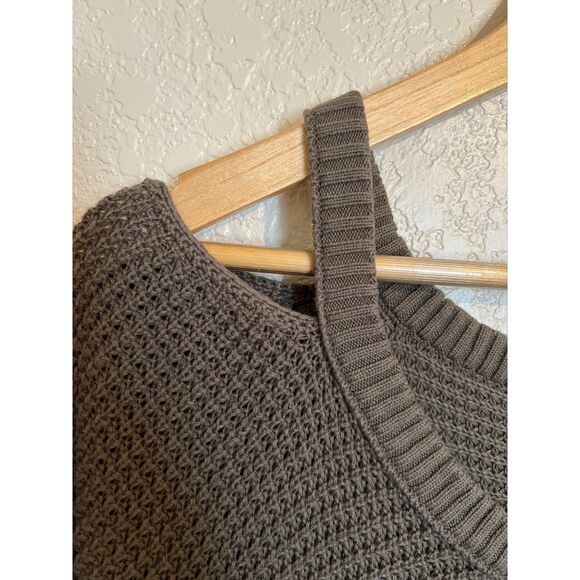 Free People Green Moonshine Cold Shoulder Thermal Waffle Knit Sweater Small - Picture 6 of 10